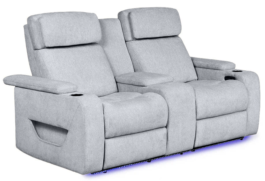 Anders Pewter Power Reclining Console Loveseat - MJM Furniture