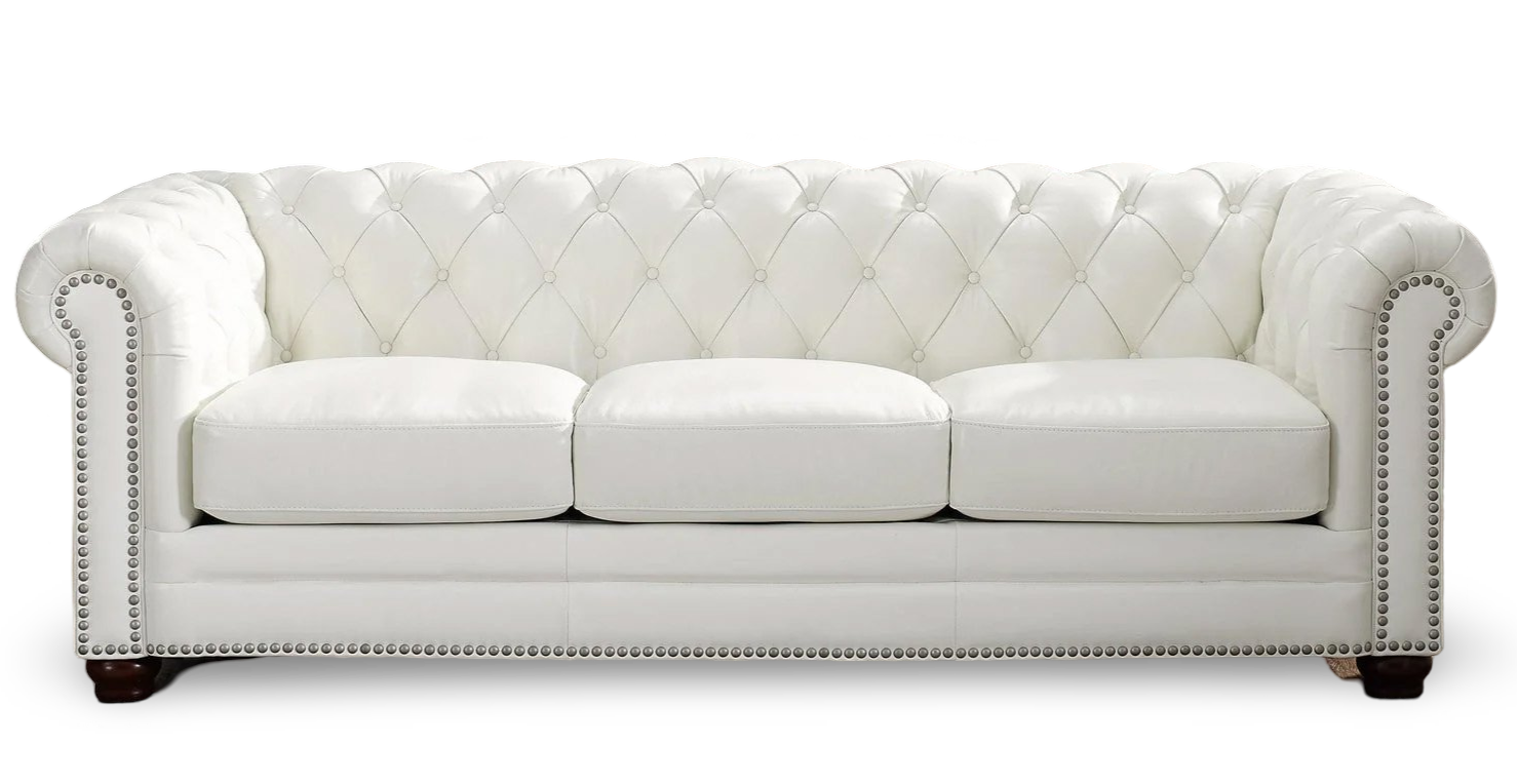 Kennedy White Top Grain Leather Sofa - MJM Furniture