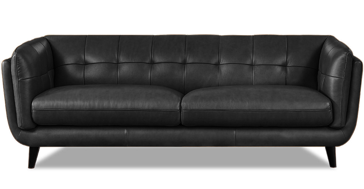 Seymour Black Leather Sofa &amp; Loveseat - MJM Furniture