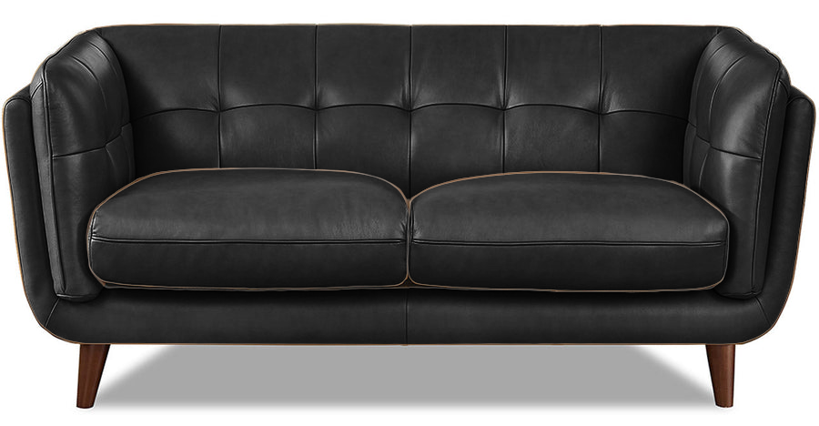 Seymour Black Leather Sofa &amp; Loveseat - MJM Furniture