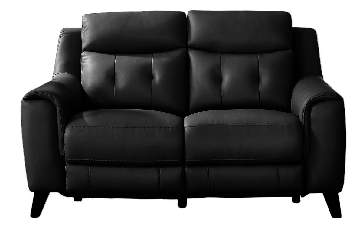 Paramount Black Leather Power Reclining Loveseat - MJM Furniture