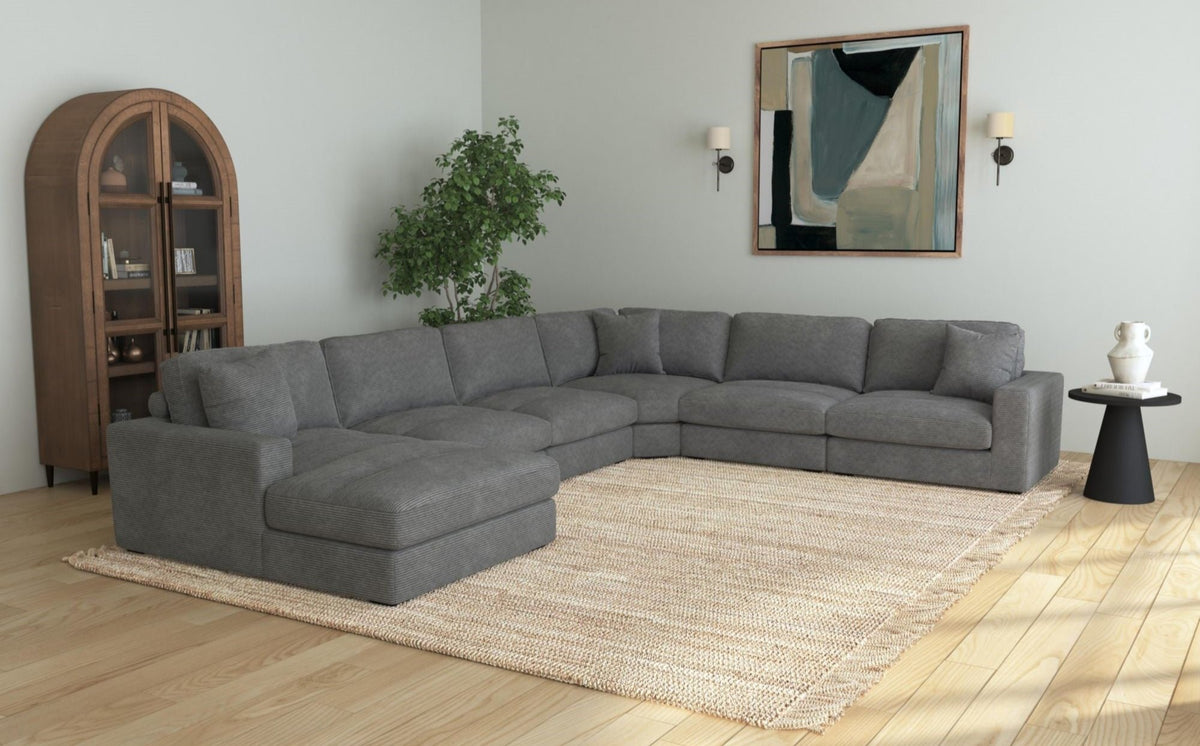 Lounge Charcoal Modular 6 Piece Sectional - MJM Furniture