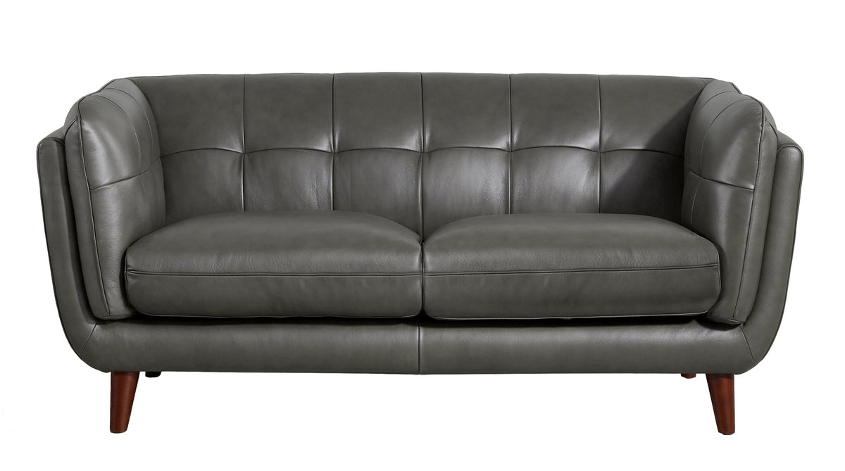 Seymour Ash Gray Leather Loveseat - MJM Furniture