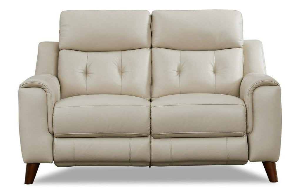 Paramount Vanilla Leather Power Reclining Loveseat - MJM Furniture