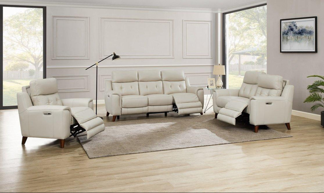 Paramount Vanilla Leather Power Reclining Chair - MJM Furniture