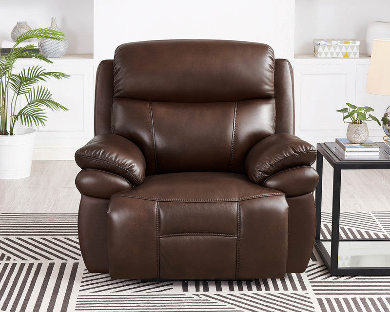 Summerlands Brown Leather Power Glider Reclining Chair - MJM Furniture