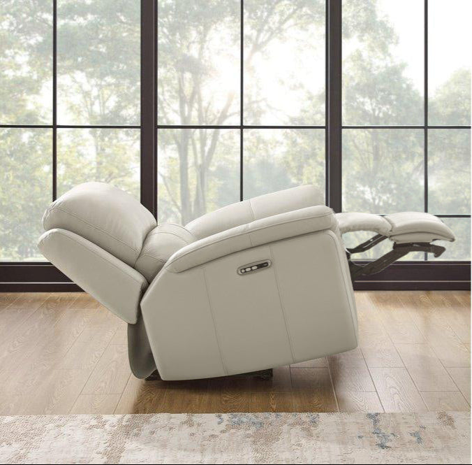 Tyler Vanilla Top Grain Leather Power Reclining Chair - MJM Furniture