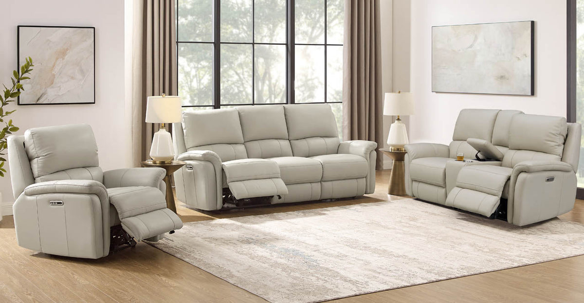 Tyler Vanilla Top Grain Leather Power Reclining Sofa - MJM Furniture