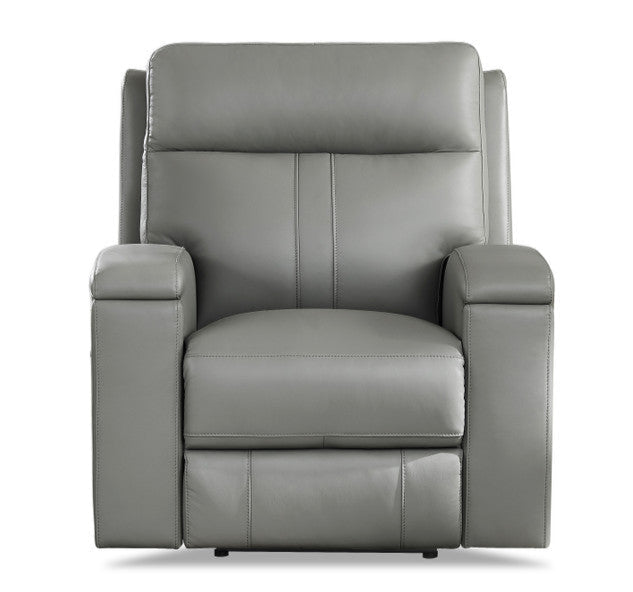 Venice Silver Top Grain Leather Power Reclining Chair - MJM Furniture