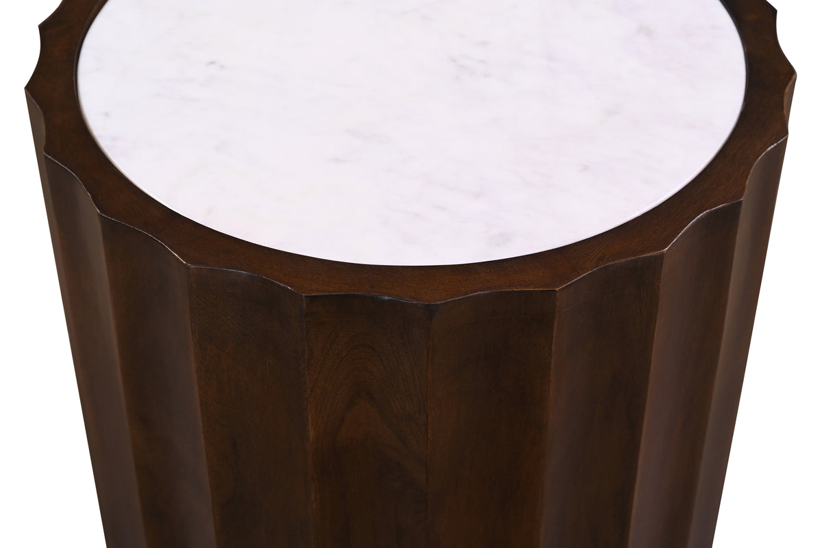 Turin Round Marble End Table - MJM Furniture