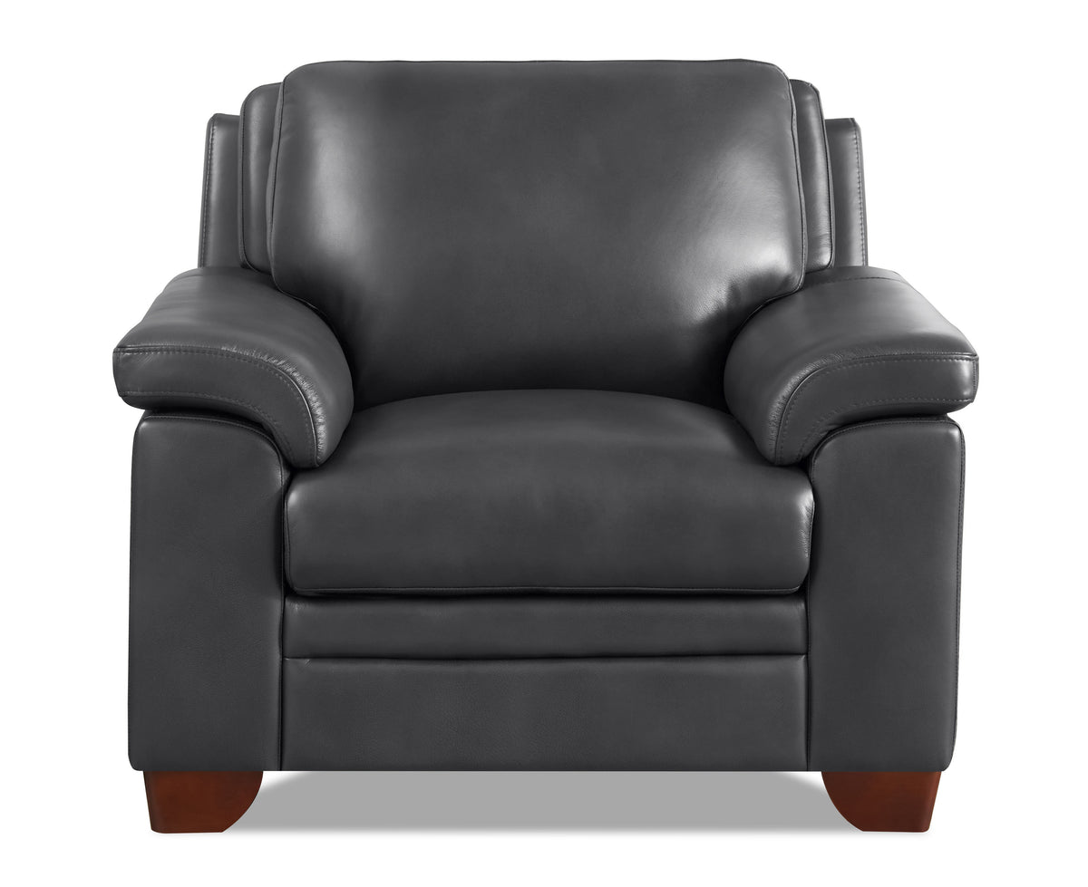 Chatham Gray Top Grain Leather 2 Loveseats &amp; Chair Set - MJM Furniture