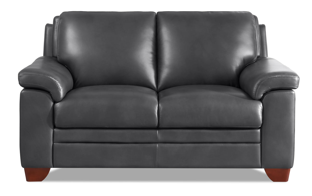 Chatham Gray Top Grain Leather 2 Loveseats &amp; Chair Set - MJM Furniture