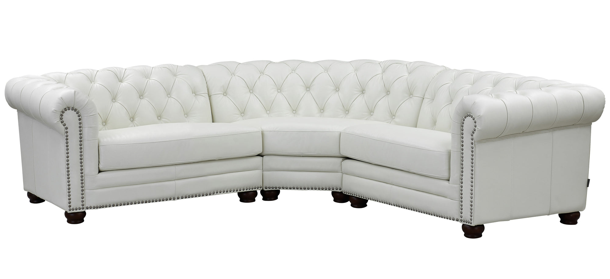 Kennedy White Tufted Leather 3 Piece Sectional - MJM Furniture