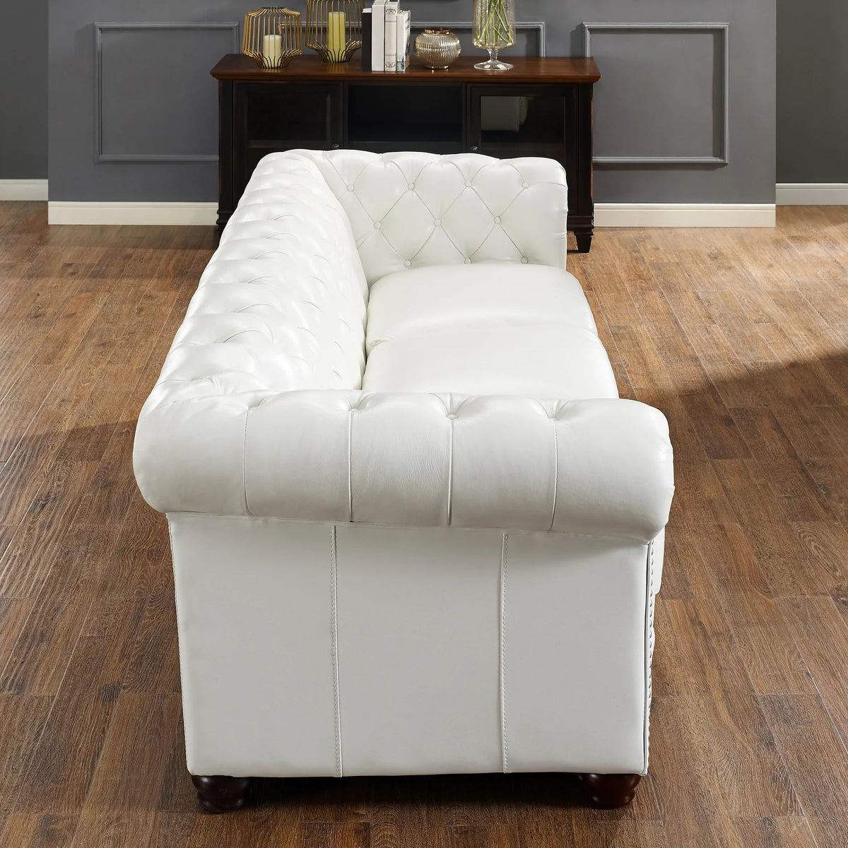 Kennedy White Top Grain Leather Sofa - MJM Furniture