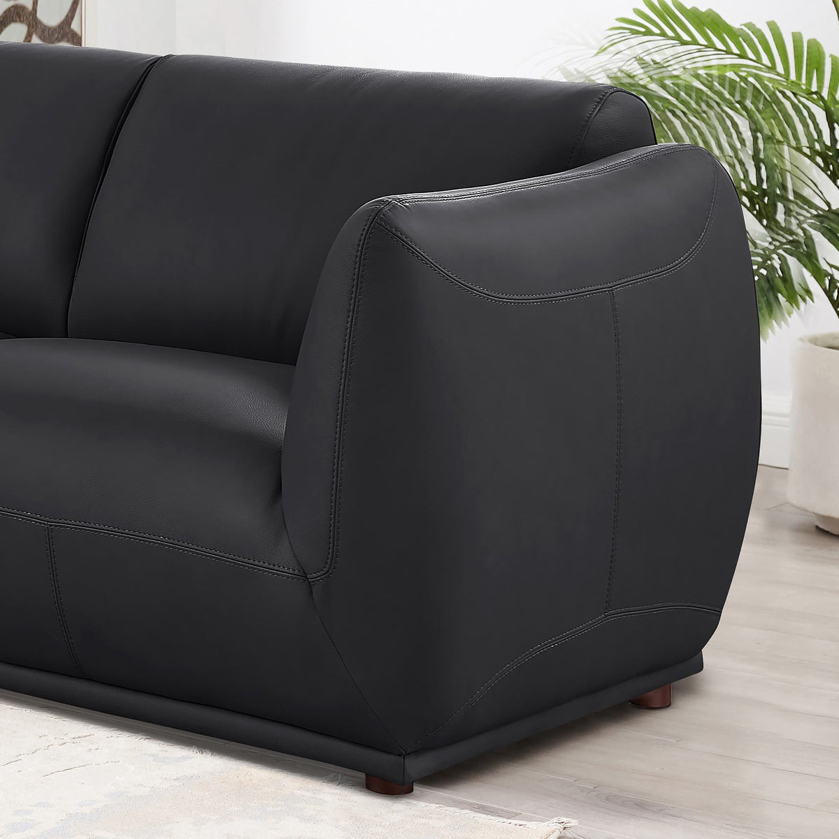 Moon Black Leather Loveseat - MJM Furniture