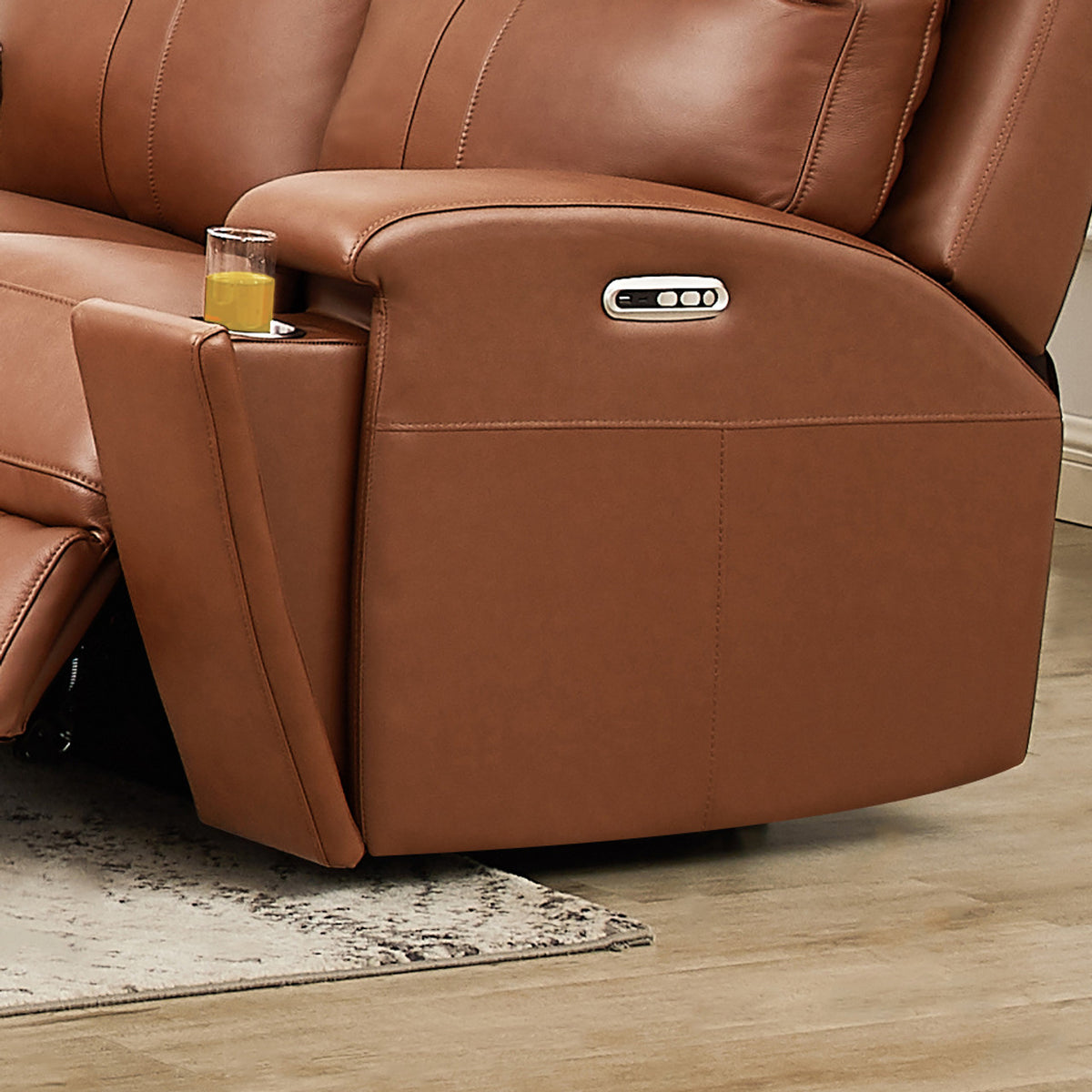 Venice Cognac Top Grain Leather Power Reclining Sofa - MJM Furniture