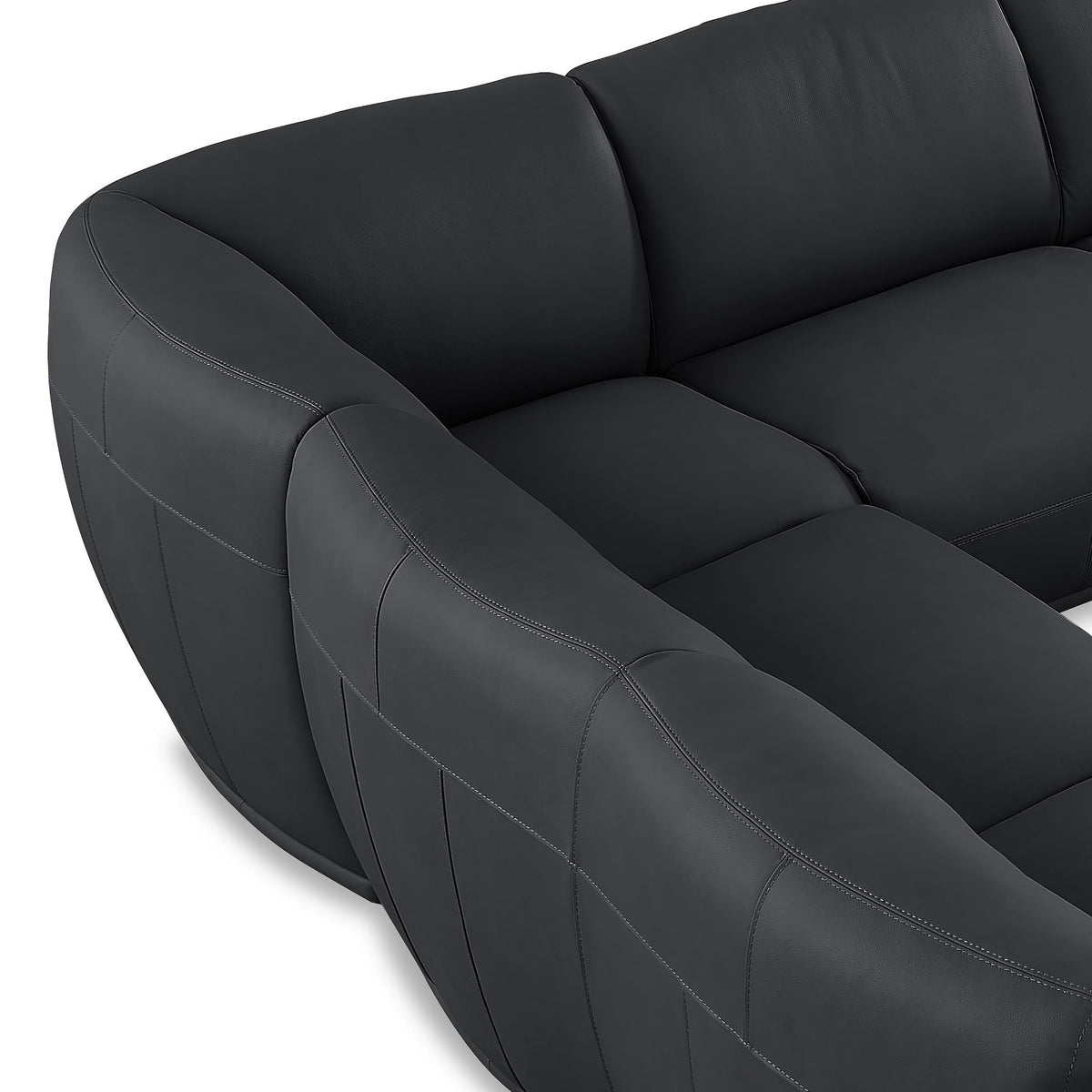 Moon Black Top Grain Leather Sectional - MJM Furniture