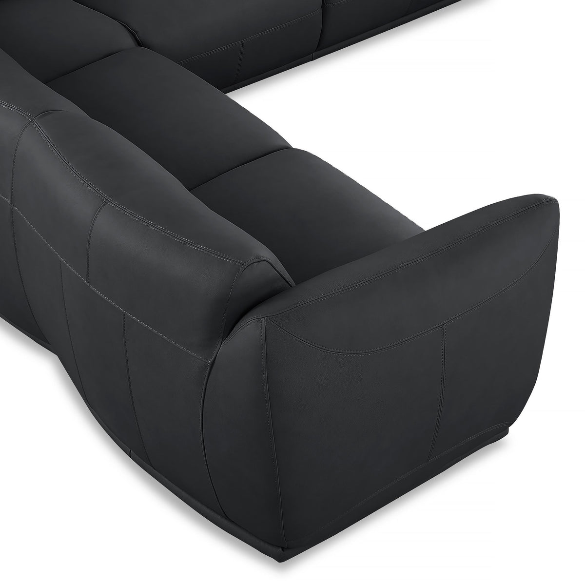 Moon Black Top Grain Leather Sectional - MJM Furniture