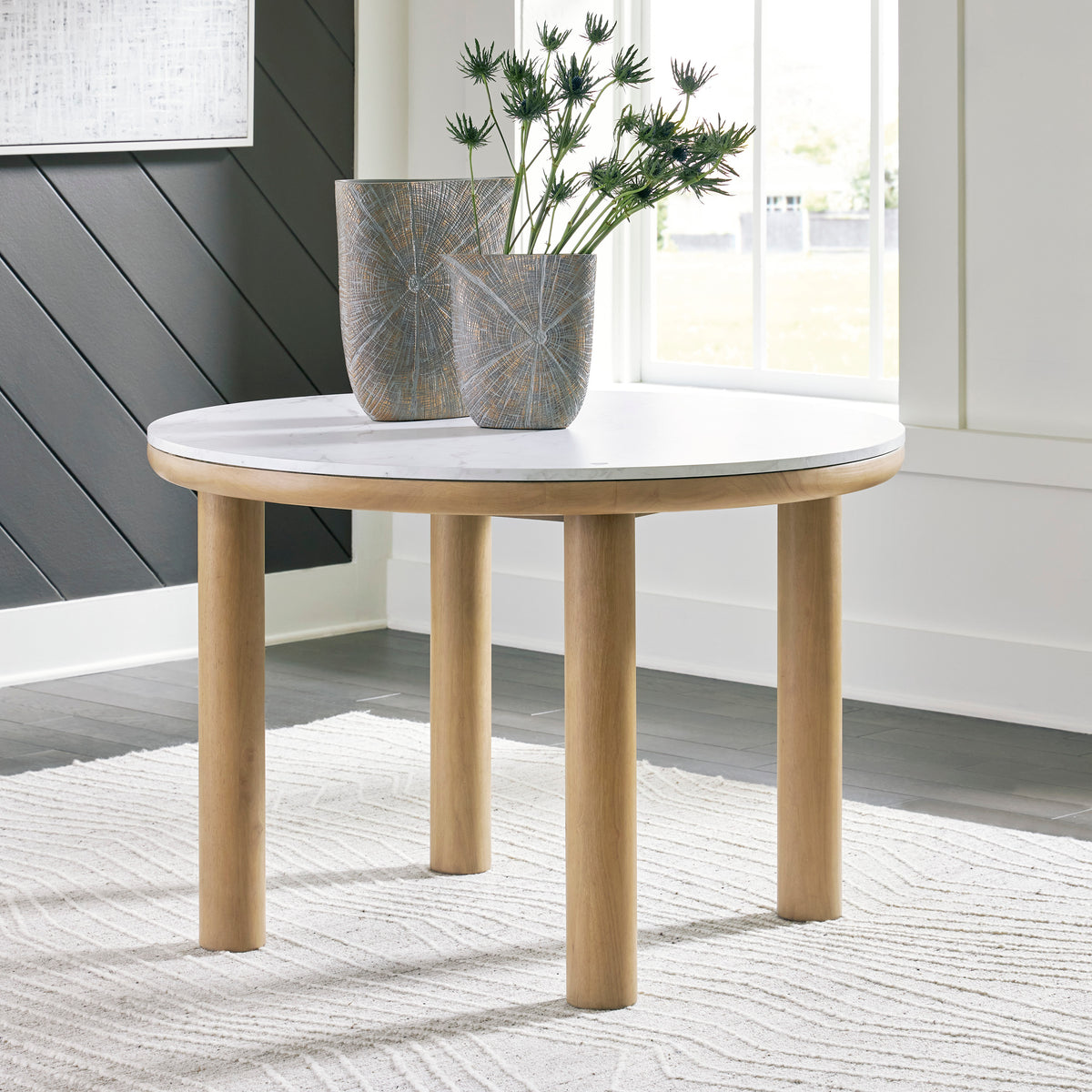 Xandrum Natural Round Dining Table - MJM Furniture