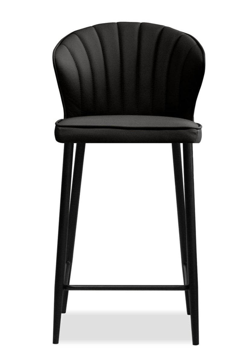 Ariel Black Leather Counter Stool - MJM Furniture