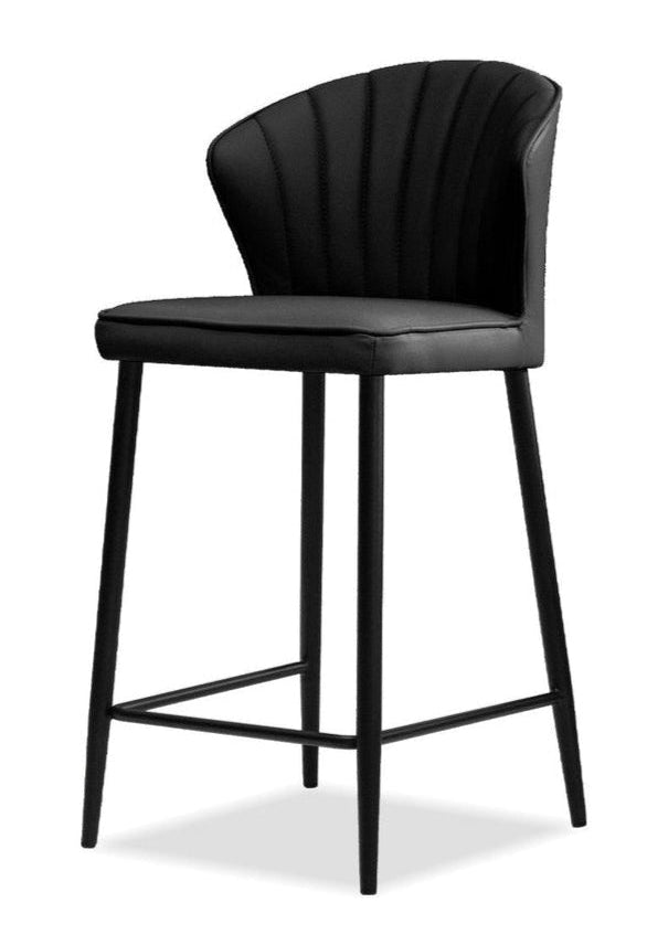 Ariel Black Leather Counter Stool - MJM Furniture