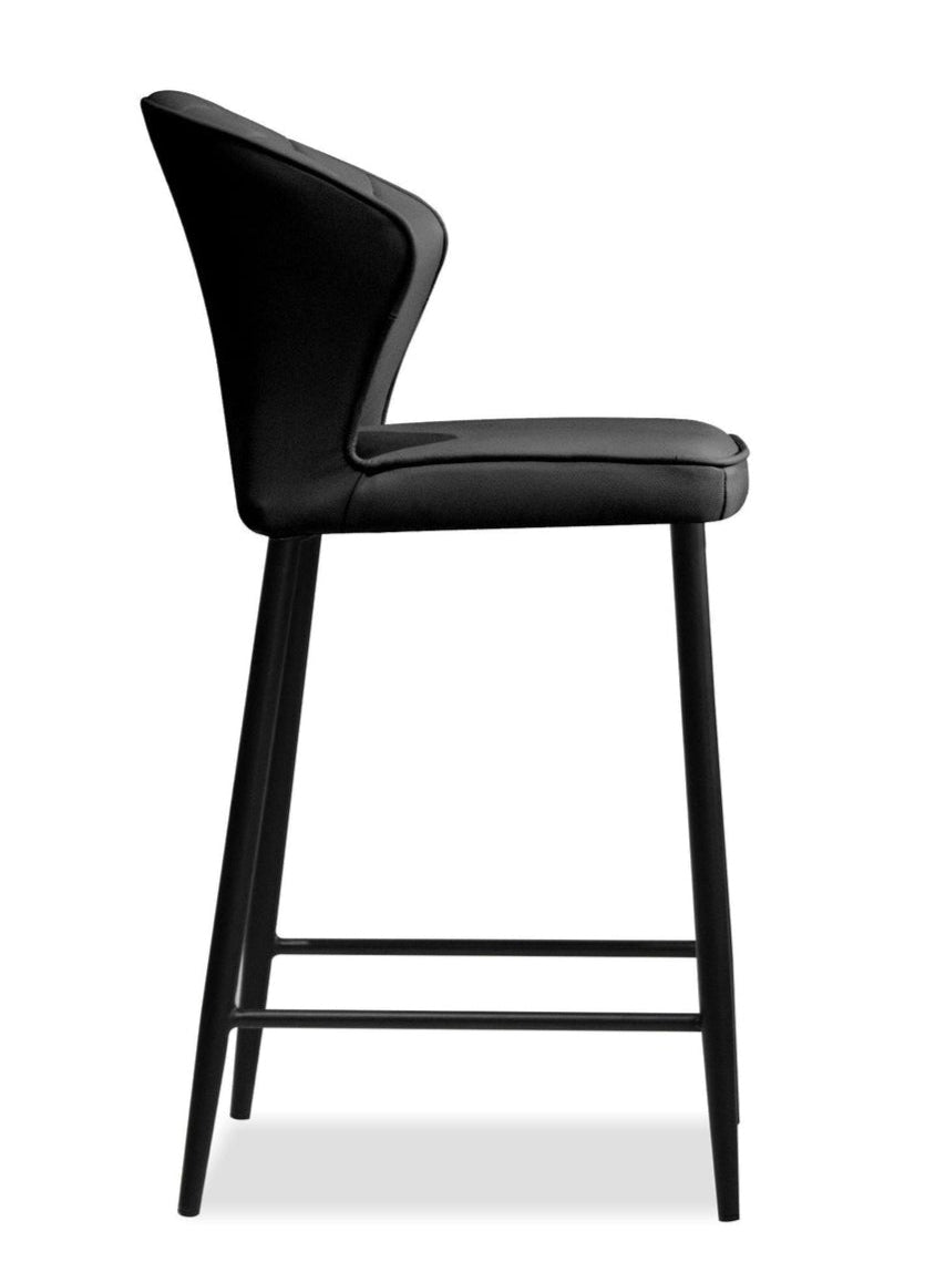 Ariel Black Leather Counter Stool - MJM Furniture