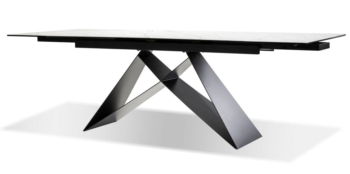 The W Carrera White Ceramic Extendable Dining Table