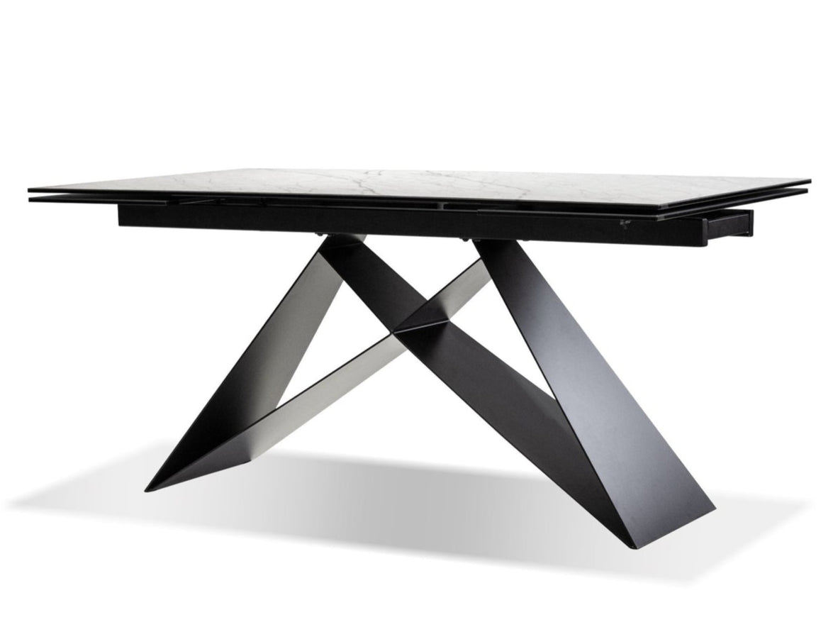 The W Carrera White Ceramic Extendable Dining Table