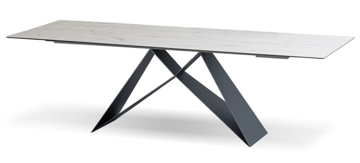 The W Carrera White Ceramic Extendable Dining Table