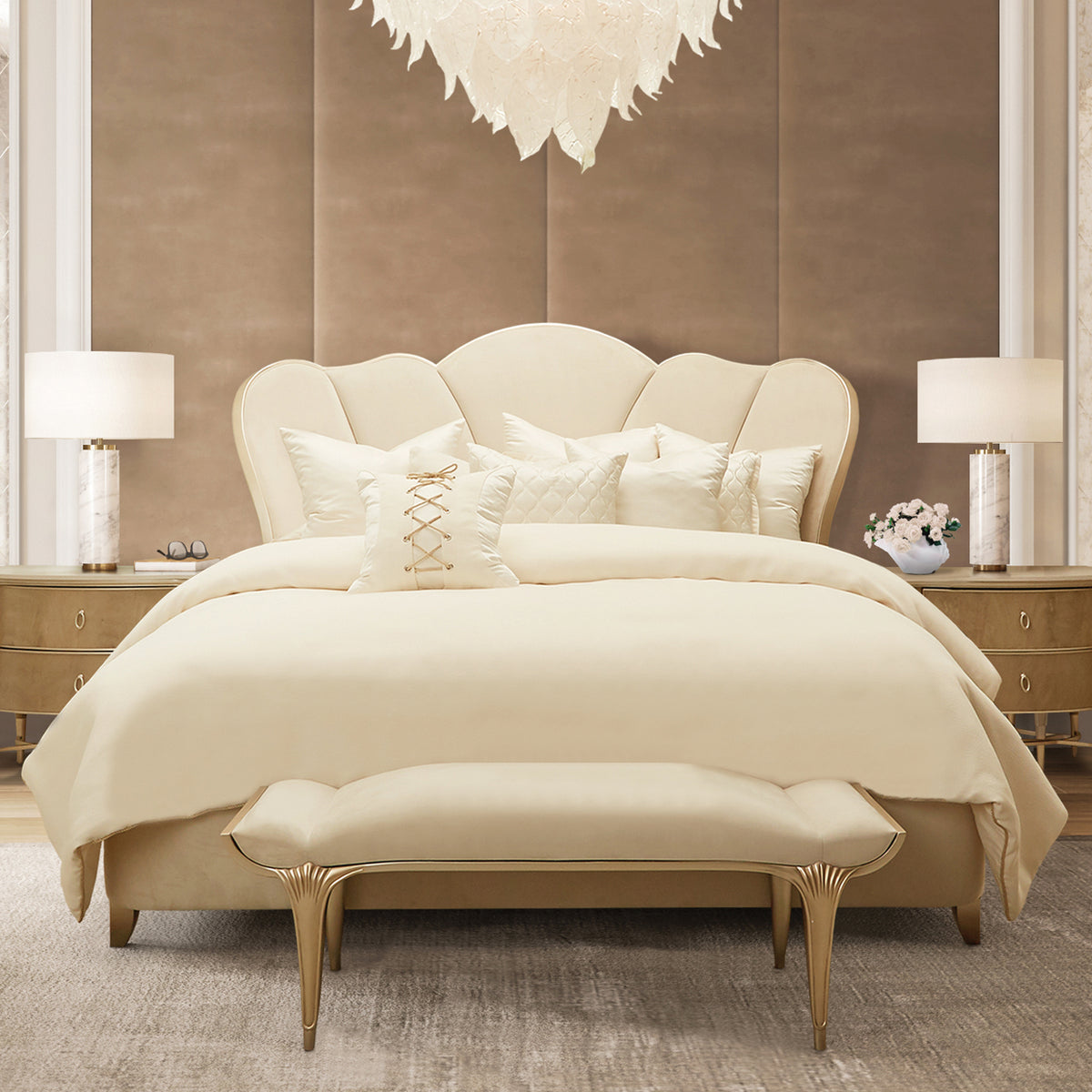 Villa Cherie Caramel Upholstered Bed - MJM Furniture