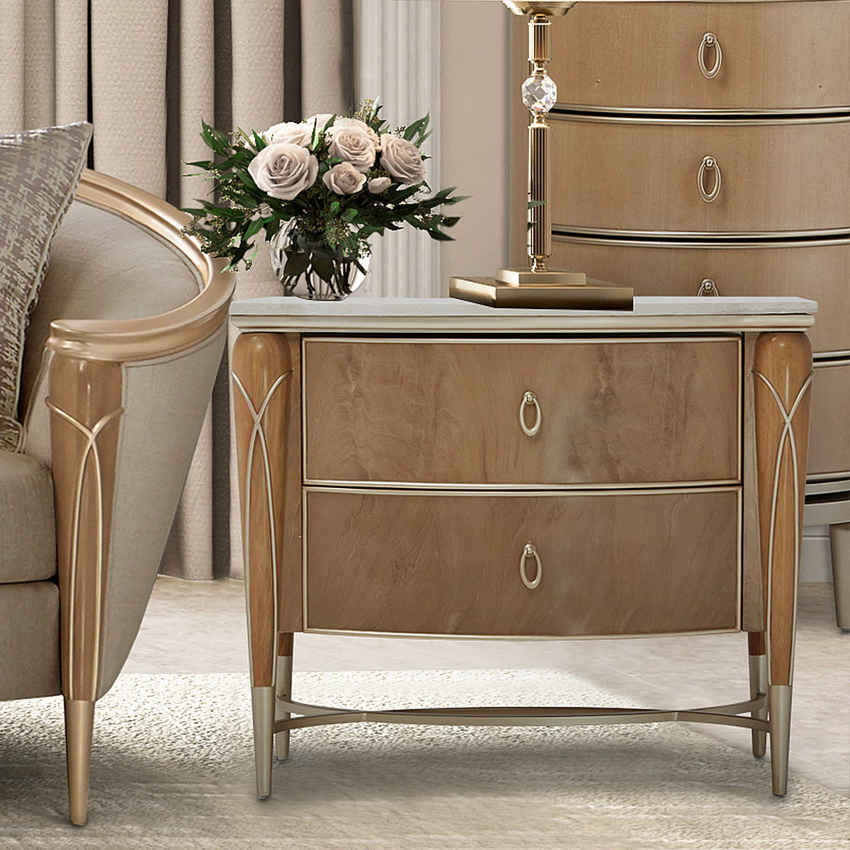 Villa Cherie Caramel 2 Drawer Nightstand - MJM Furniture