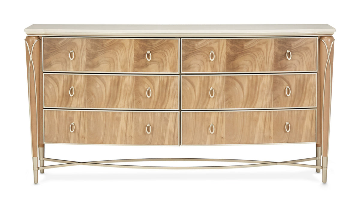 Villa Cherie Caramel 6 Drawer Dresser &amp; Mirror - MJM Furniture