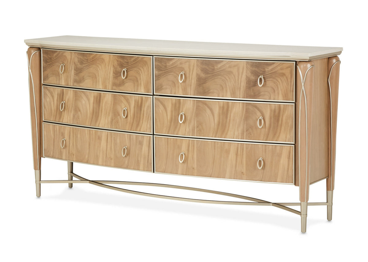 Villa Cherie Caramel 6 Drawer Dresser &amp; Mirror - MJM Furniture