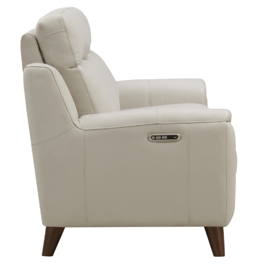 Paramount Vanilla Leather Power Reclining Loveseat - MJM Furniture