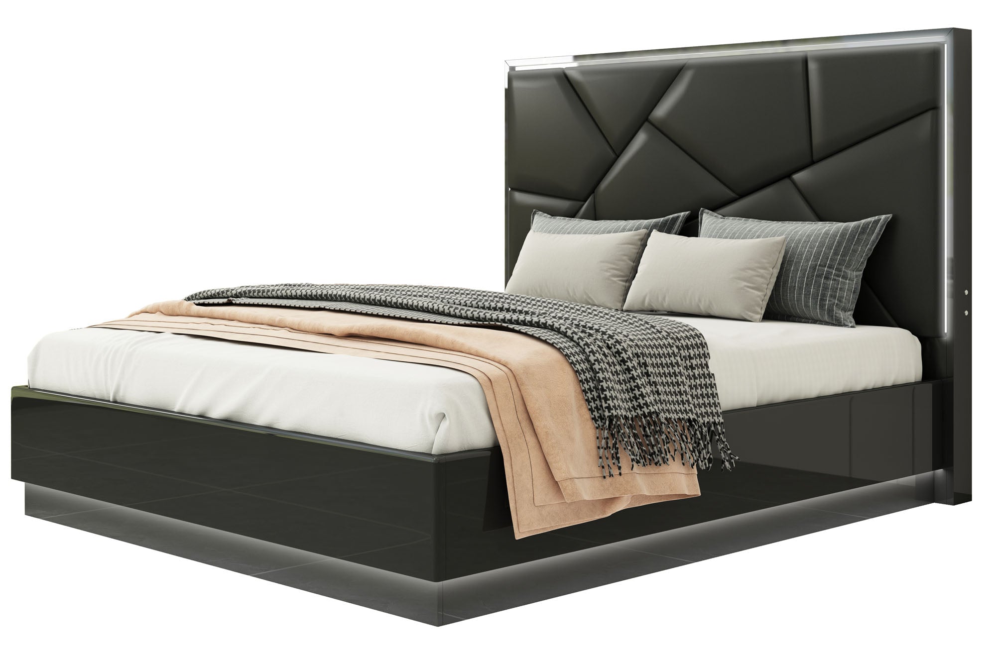 Stellar Black LED Upholstered Storage Bed - MJM Furniture