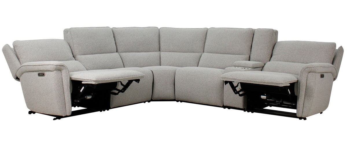 Breeze Boucle Gray 6 Piece Power Reclining Sectional - MJM Furniture
