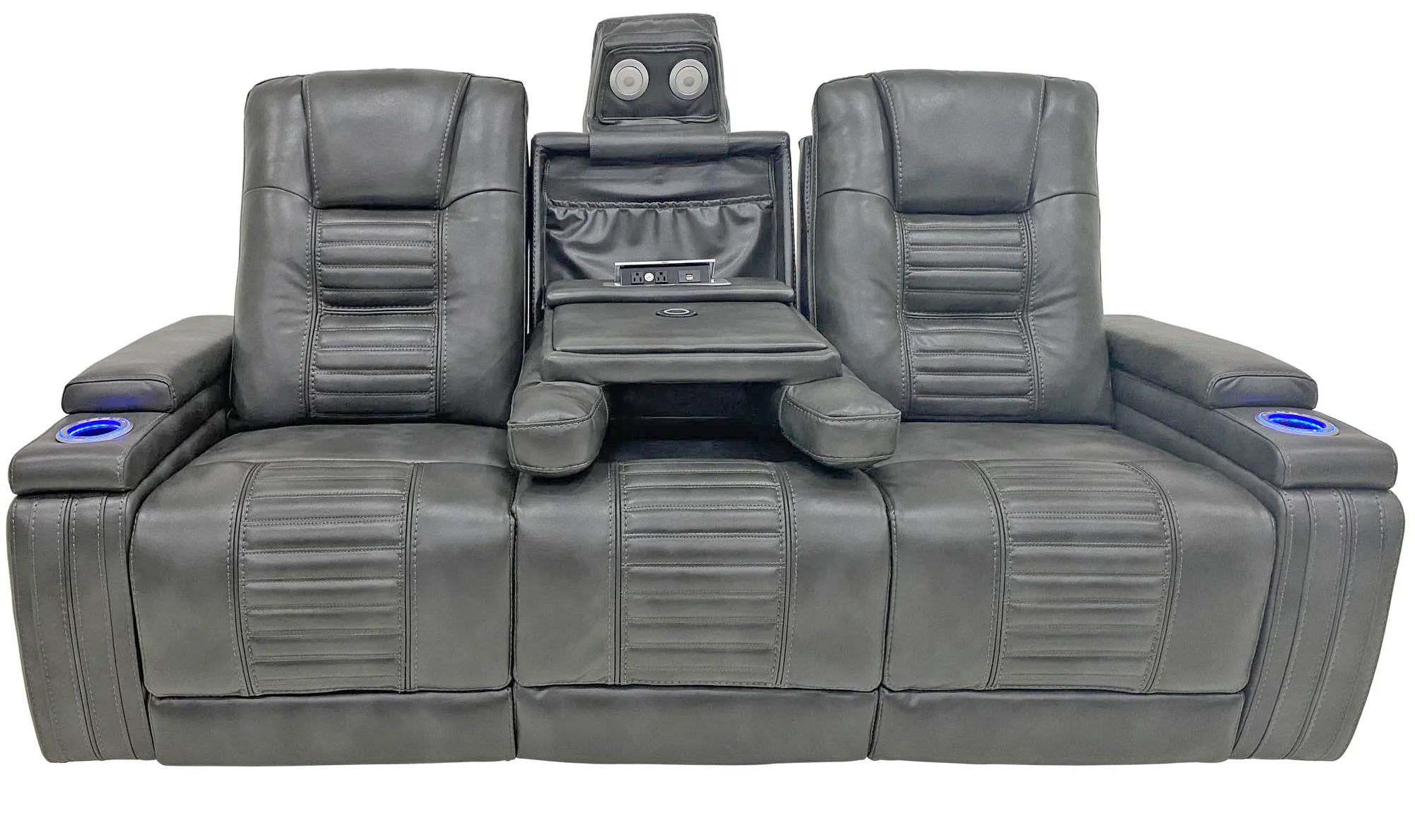 Cinema Slate Gray Power Reclining Sofa - MJM Furniture