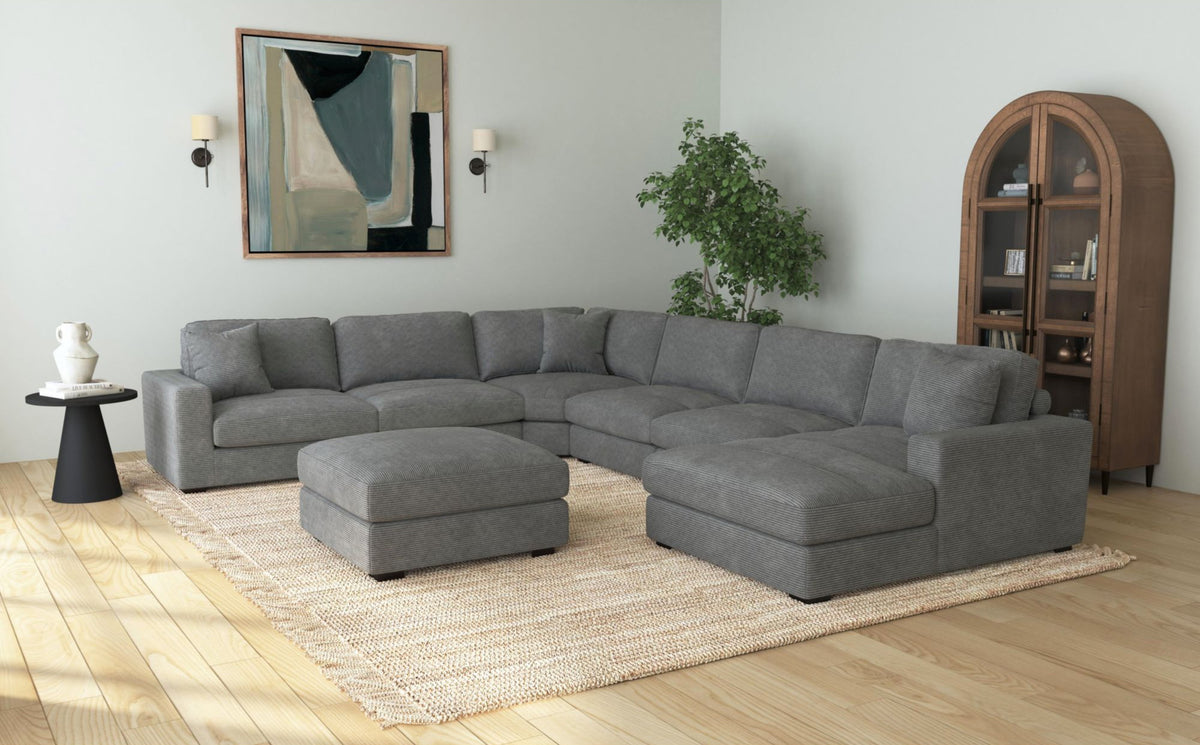 Lounge Charcoal Modular 6 Piece Sectional - MJM Furniture