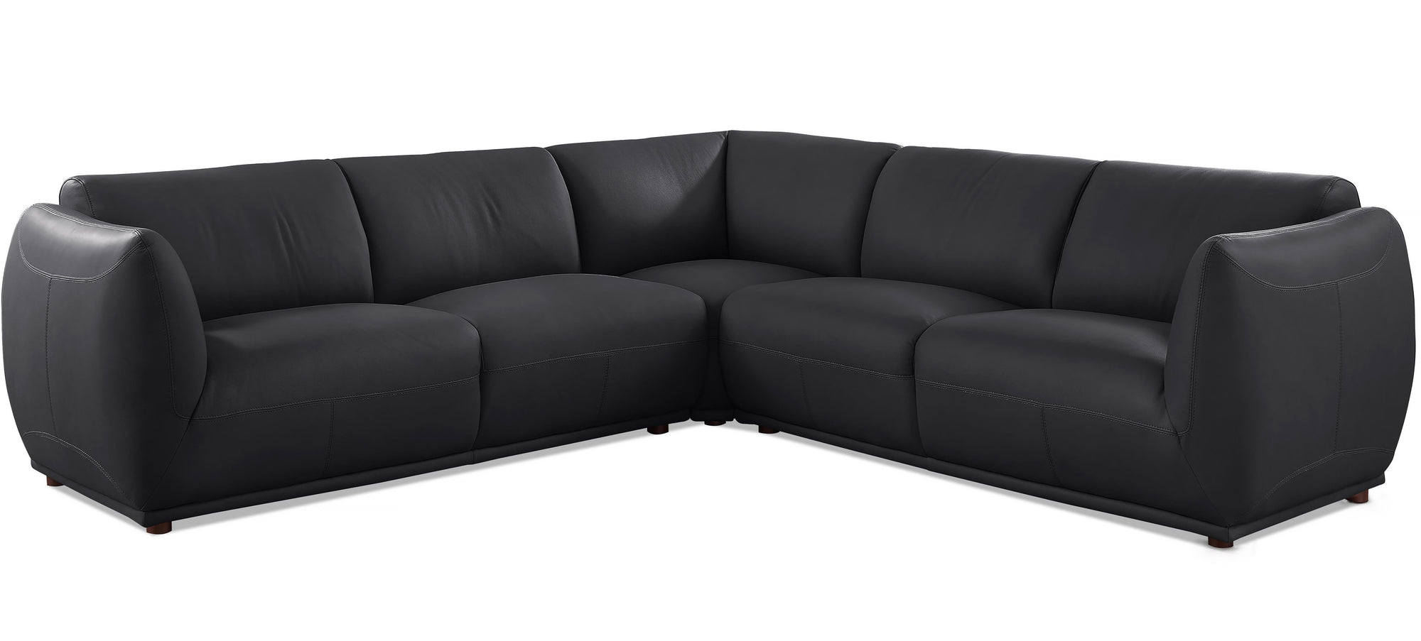 Moon Black Top Grain Leather Sectional - MJM Furniture