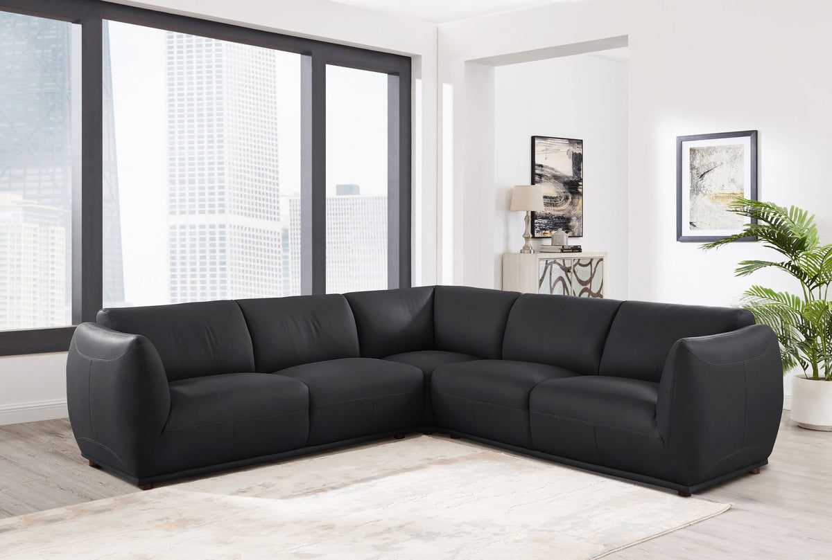 Moon Black Top Grain Leather Sectional - MJM Furniture