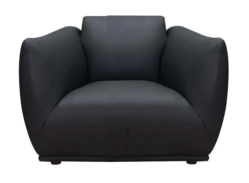 Moon Black Top Grain Leather Chair - MJM Furniture