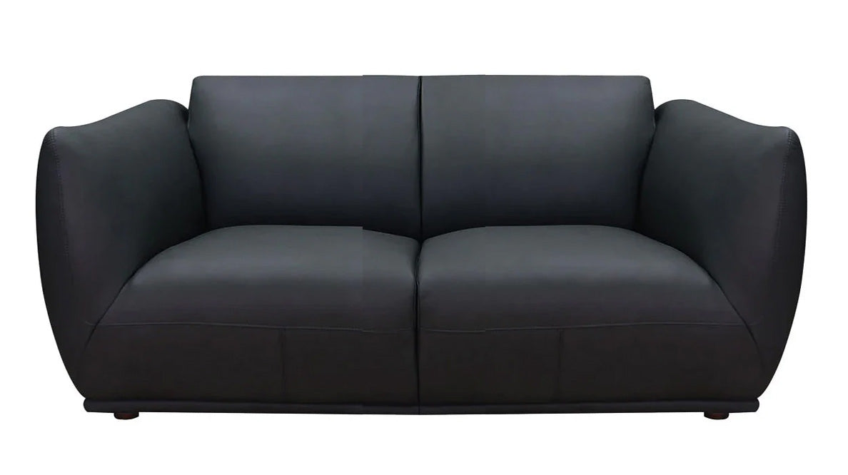 Moon Black Top Grain Leather Loveseat - MJM Furniture