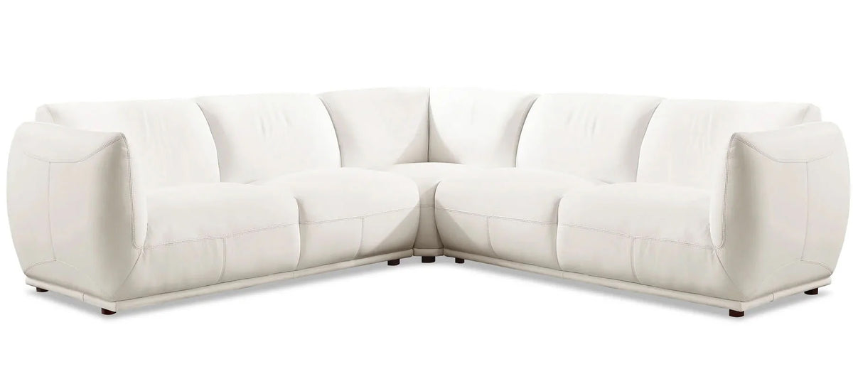 Moon White Leather Sectional - MJM Furniture