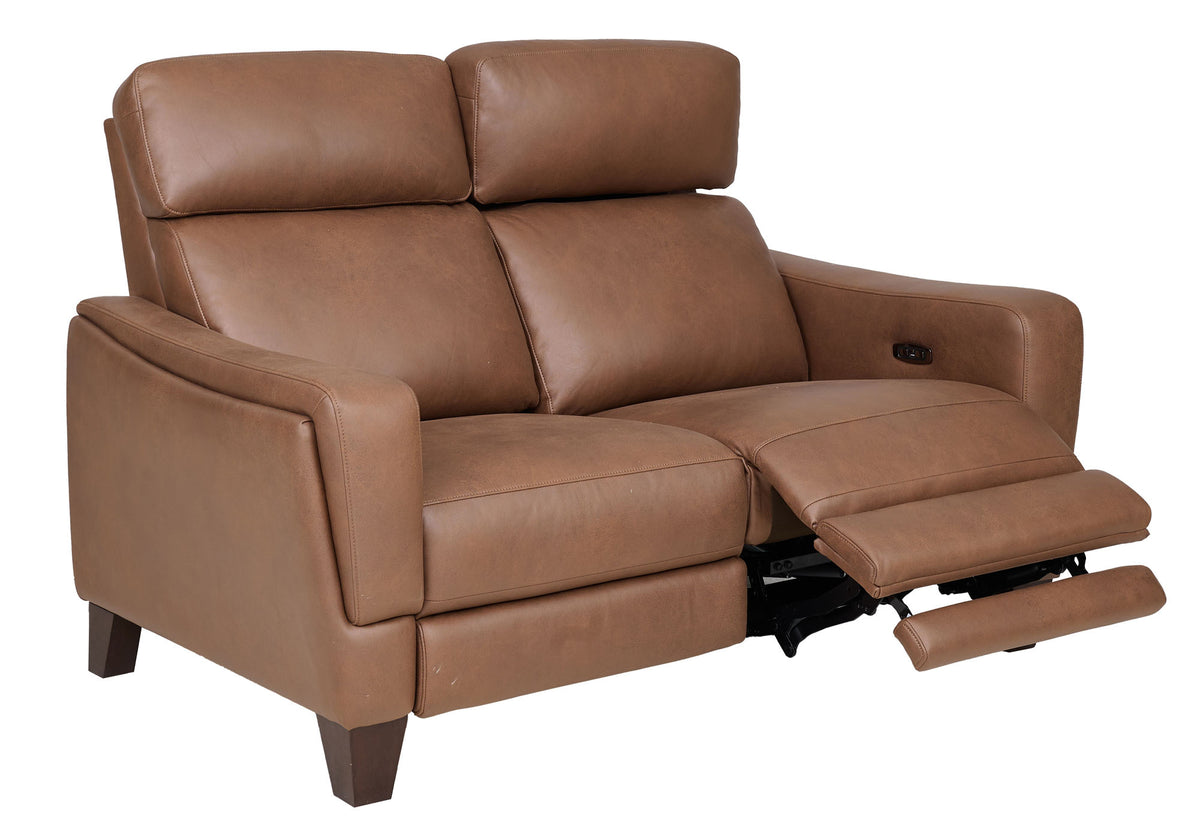 Nels Caramel Power Reclining Loveseat - MJM Furniture