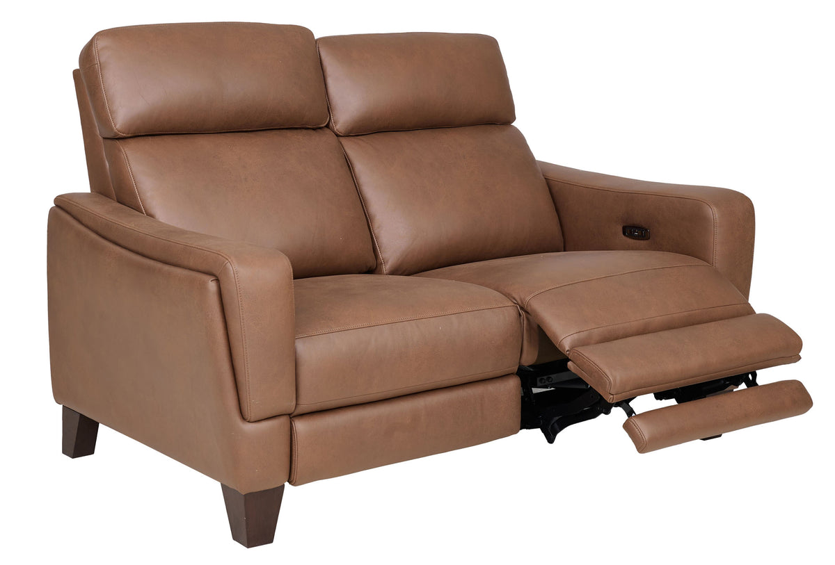 Nels Caramel Power Reclining Loveseat - MJM Furniture