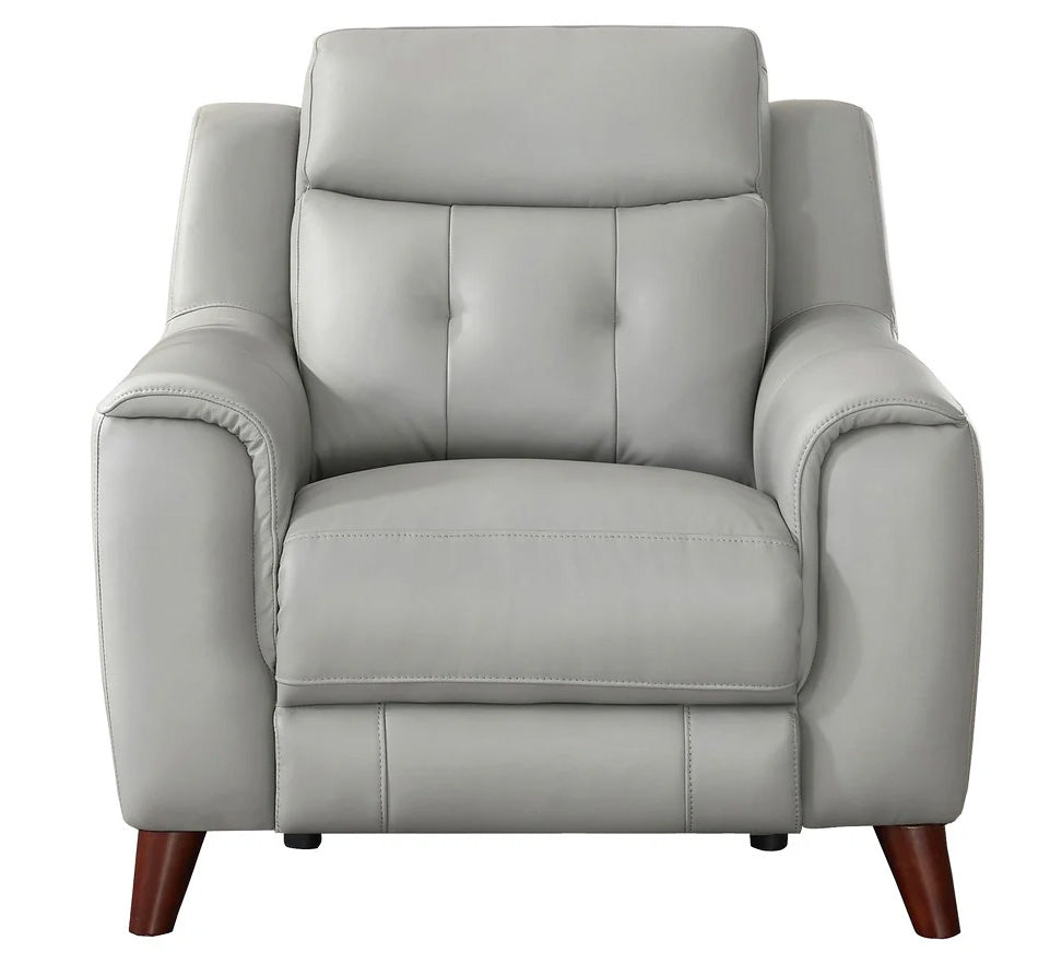 Paramount Silver Leather Zero Gravity Power Reclining Chair - MJM Furniture