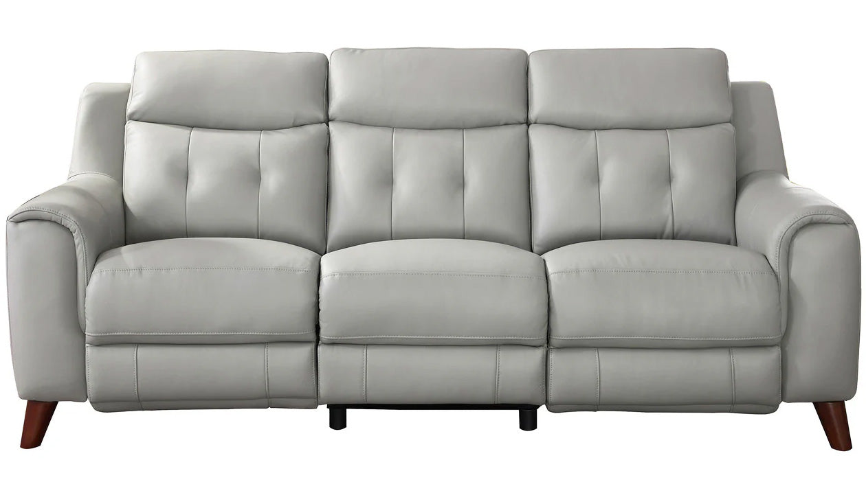 Paramount Silver Leather Zero Gravity Power Reclining Sofa - MJM Furniture