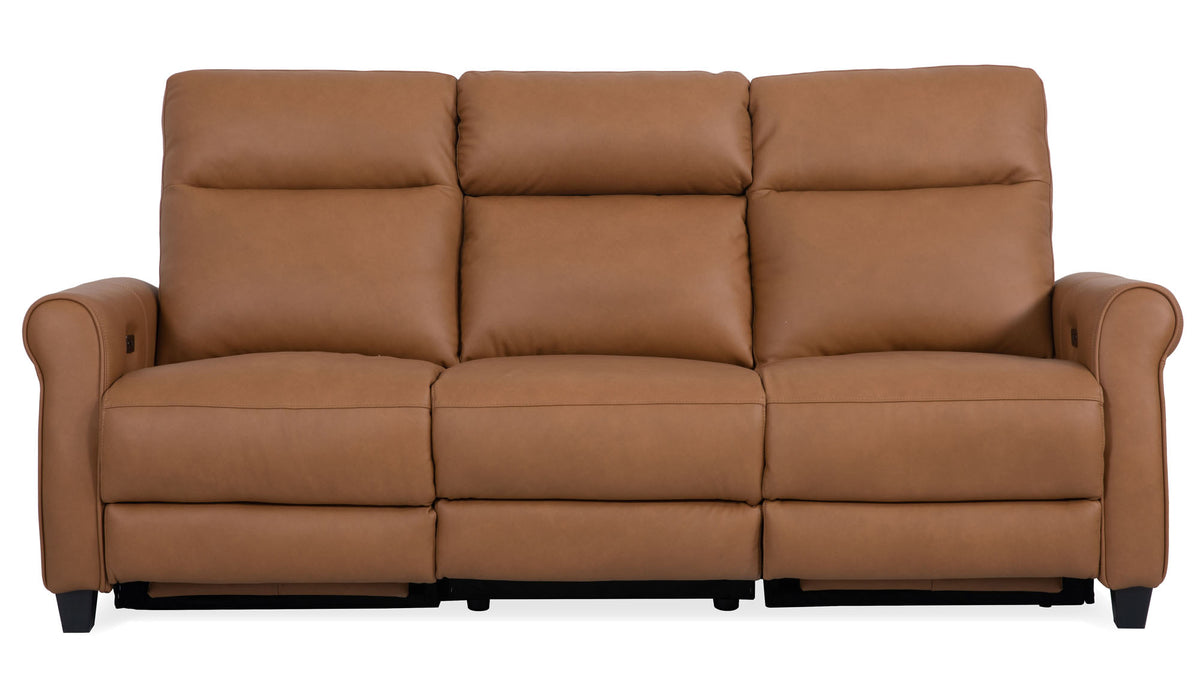 Pascal Cognac Leather Power Reclining Sofa - MJM Furniture