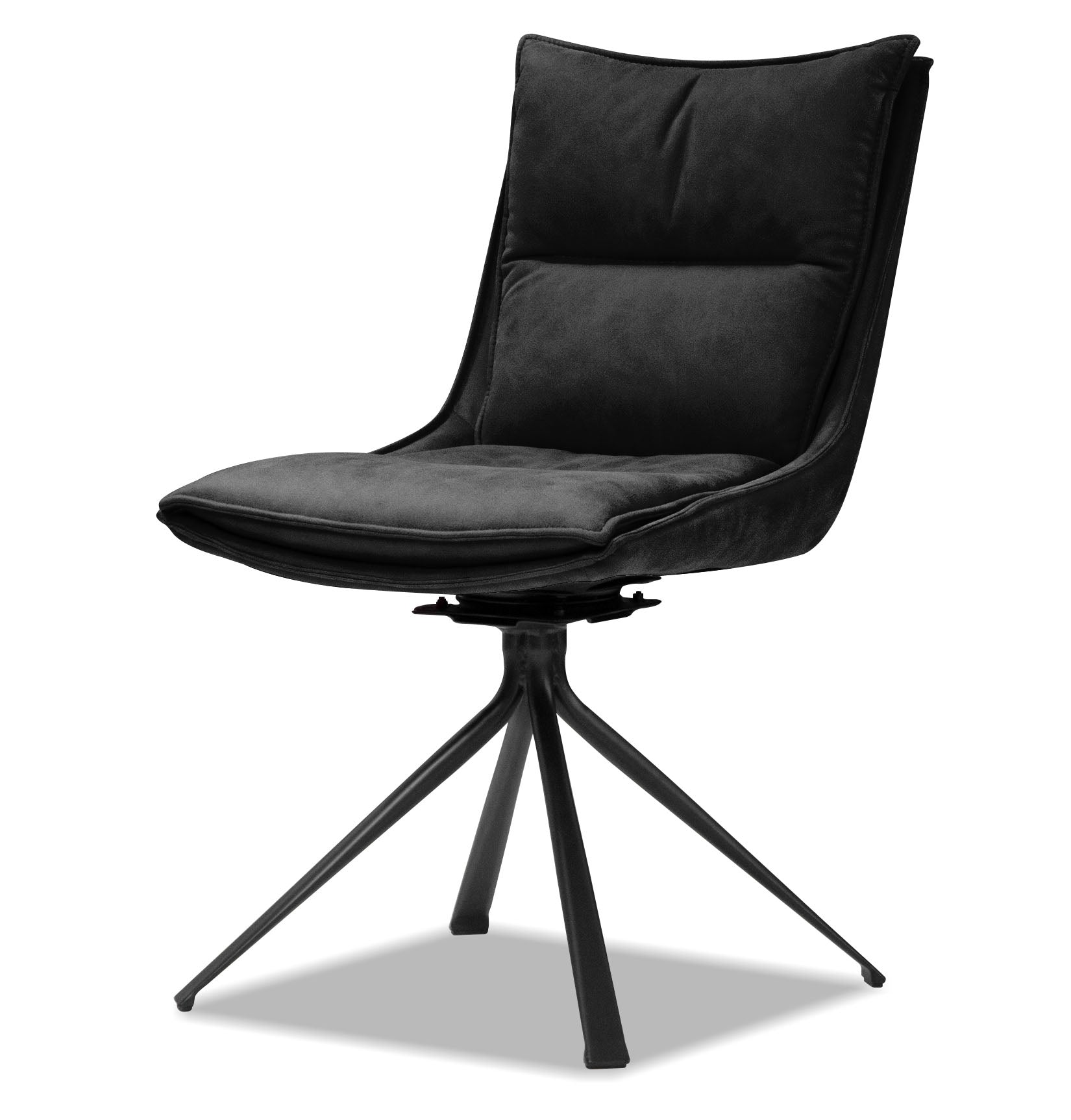 Vito Black Leather Swivel Dining Chair - MJM Furniture