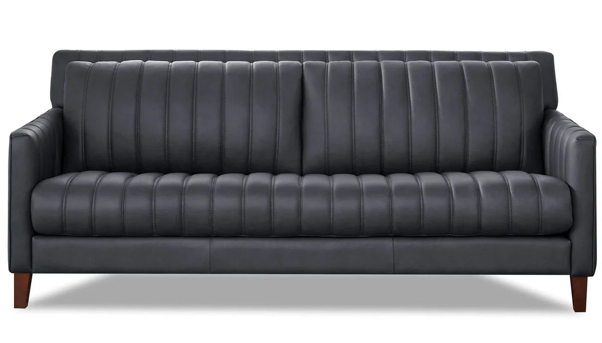 Ross Gray Leather Sofa - MJM Furniture